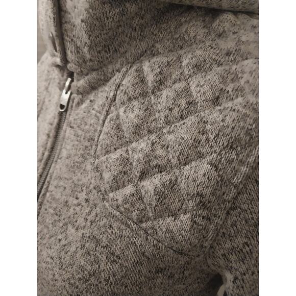 Eddie Bauer Women’s XS Gray Fleece Knit Hooded Jacket Quilted Sleeves & Full Zip - Picture 13 of 15